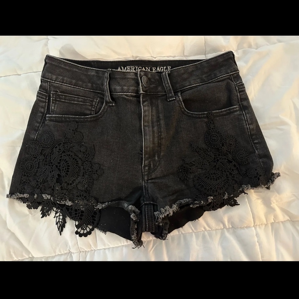 American Eagle Black Hi-Rise Shortie